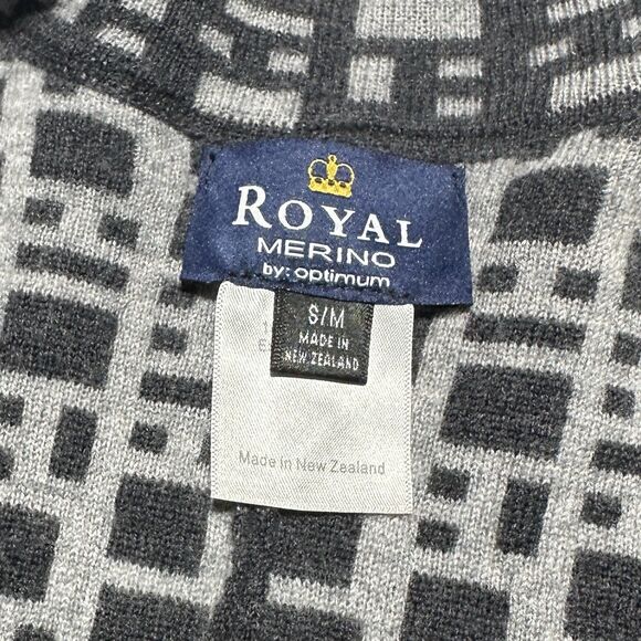 Optimum New Zealand Royal Merino Wool Poncho Women’s Geometric Print Size S / M - Picture 8 of 12